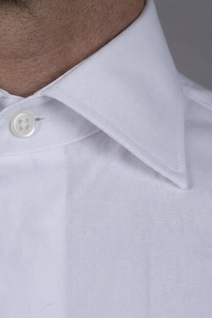 Klasik Modern Fit Pamuk Beyaz Erkek Gömlek - 3