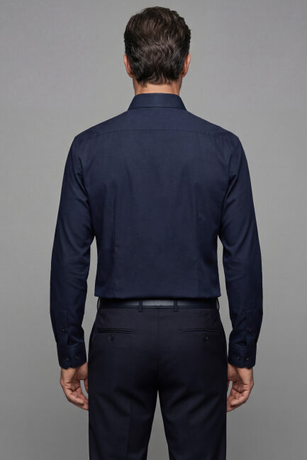 Klasik Modern Fit Pamuk Lacivert Erkek Gömlek - 2