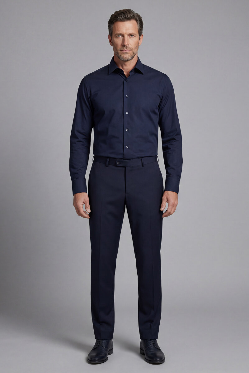 Klasik Modern Fit Pamuk Lacivert Erkek Gömlek - 4