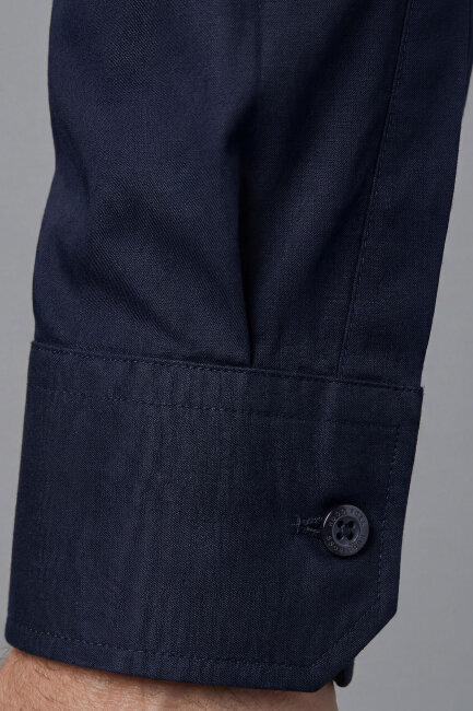 Klasik Modern Fit Pamuk Lacivert Erkek Gömlek - 5