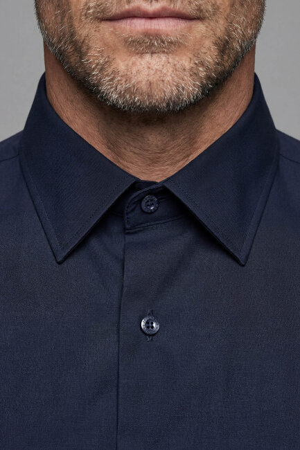 Klasik Modern Fit Pamuk Lacivert Erkek Gömlek - 3