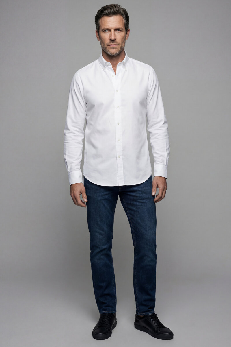 Klasik Regular Fit Pamuk Beyaz Erkek Gömlek - 4