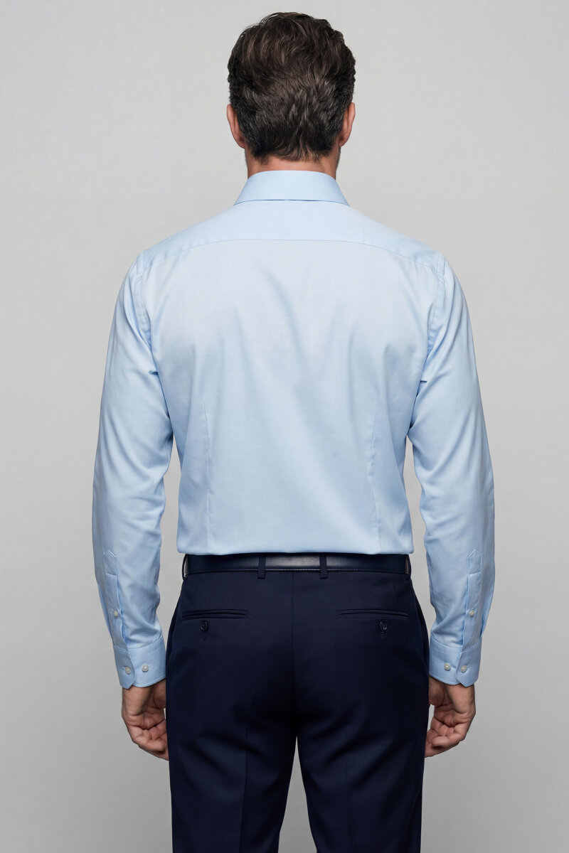 Klasik Yaka Modern Fit Açık Mavi Uzun Kol Cepsiz Erkek Gömlek - 2