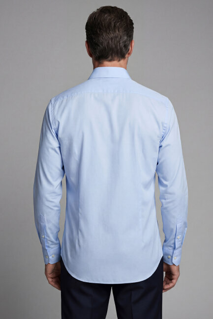 Klasik Yaka Regular Fit Açık Mavi Uzun Kol Cepsiz Erkek Gömlek - 2