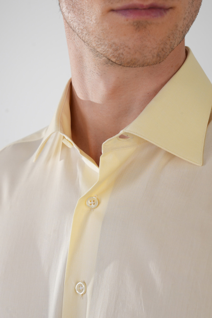 Klasik Yaka Regular Fit Sarı Uzun Kol Cepsiz Erkek Gömlek - 3