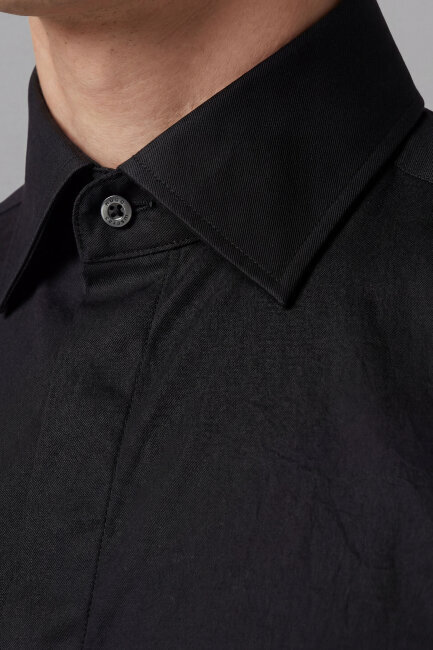 Klasik Yaka Regular Fit Siyah Uzun Kol Cepsiz Erkek Gömlek - 3