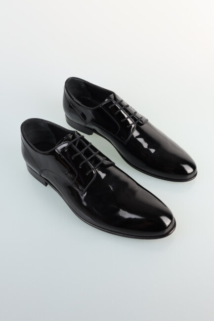 Kösele Siyah Rugan Erkek Klasik Ayakkabı - 1