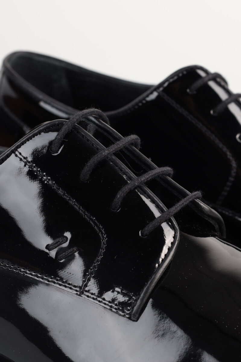 Kösele Siyah Rugan Erkek Klasik Ayakkabı - 2