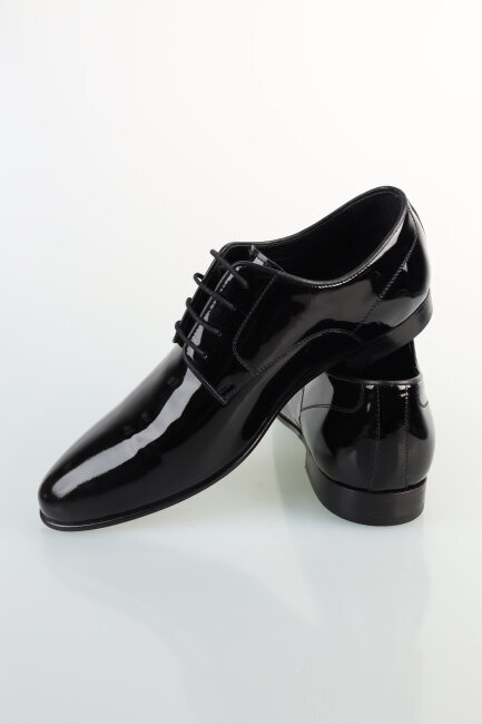 Kösele Siyah Rugan Erkek Klasik Ayakkabı - 4