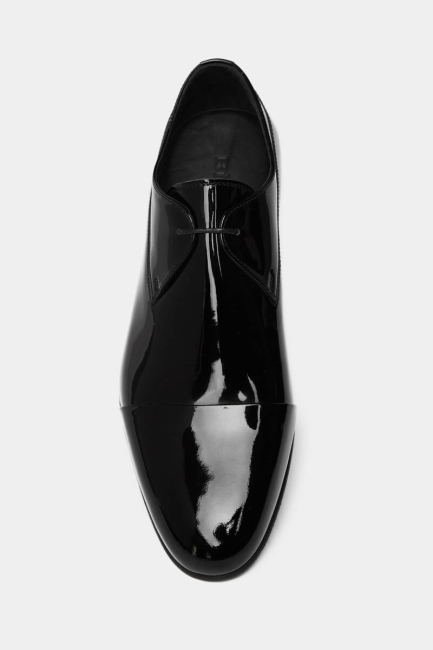 Kösele Tabanlı Rugan Siyah Erkek Klasik Ayakkabı - 5