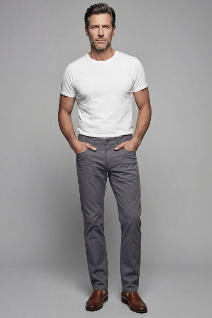 Koyu Gri Pamuk 5 Cepli Spor Erkek Pantolon - 3