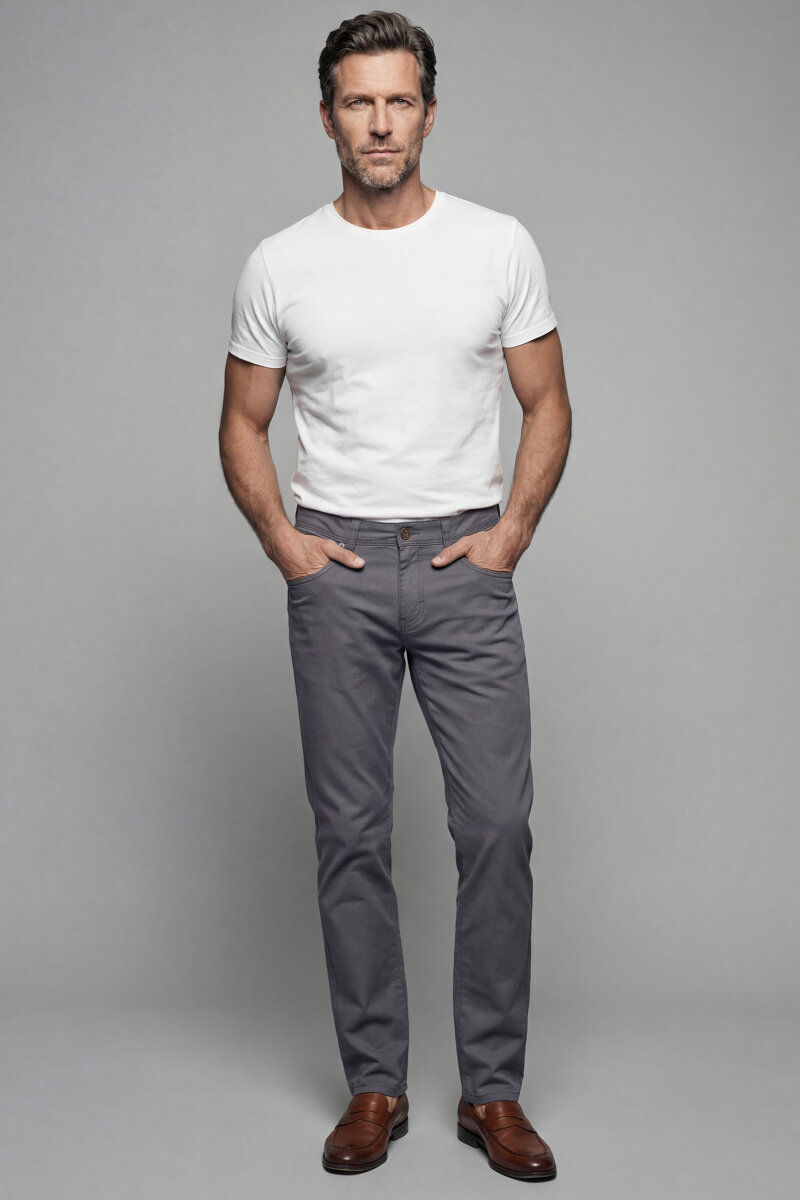 Koyu Gri Pamuk 5 Cepli Spor Erkek Pantolon - 3