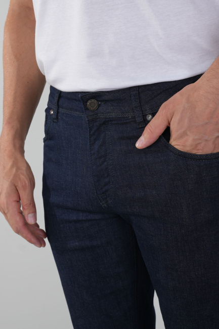Koyu Lacivert Denim Pamuklu 5 Cepli Erkek Pantolon - 4