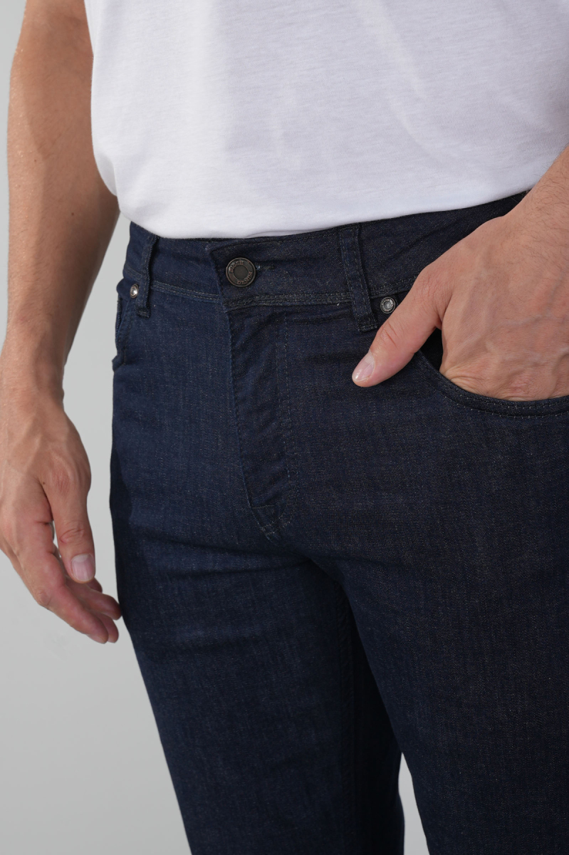Koyu Lacivert Denim Pamuklu 5 Cepli Erkek Pantolon - 4