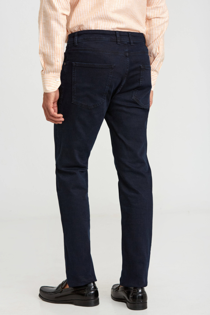 Koyu Lacivert Pamuklu Denim 5 Cepli Erkek Pantolon (1)