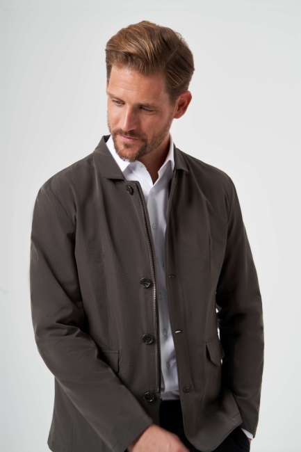 Koyu Yeşil Erkek Düğmeli Ceket Mont - 4