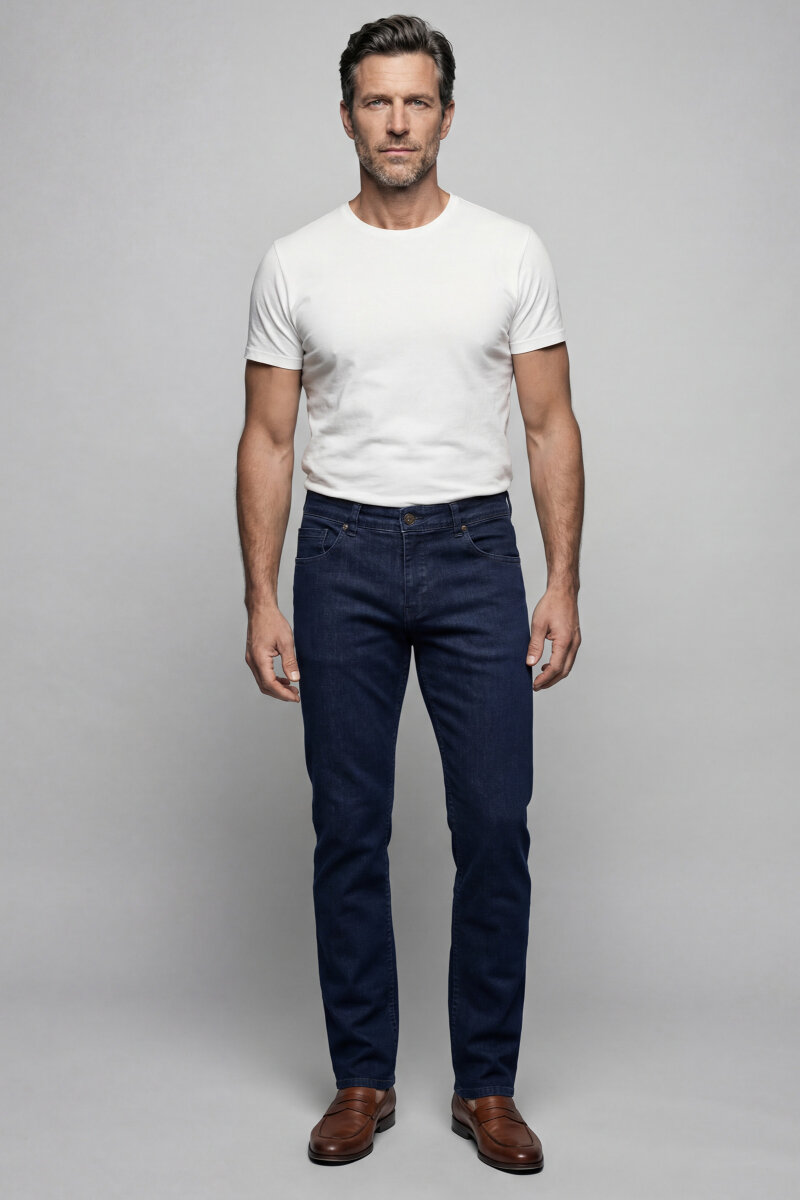 Lacivert Denim Pamuklu 5 Cepli Erkek Pantolon - 1