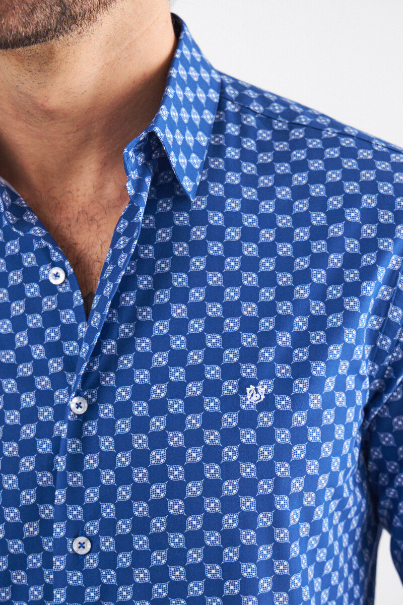 Lacivert Desenli Slim Fit Erkek Spor Gömlek - 3