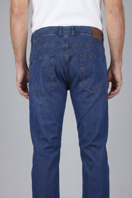Lacivert Doğal Pamuk Denim 5 Cepli Erkek Pantolon - 2