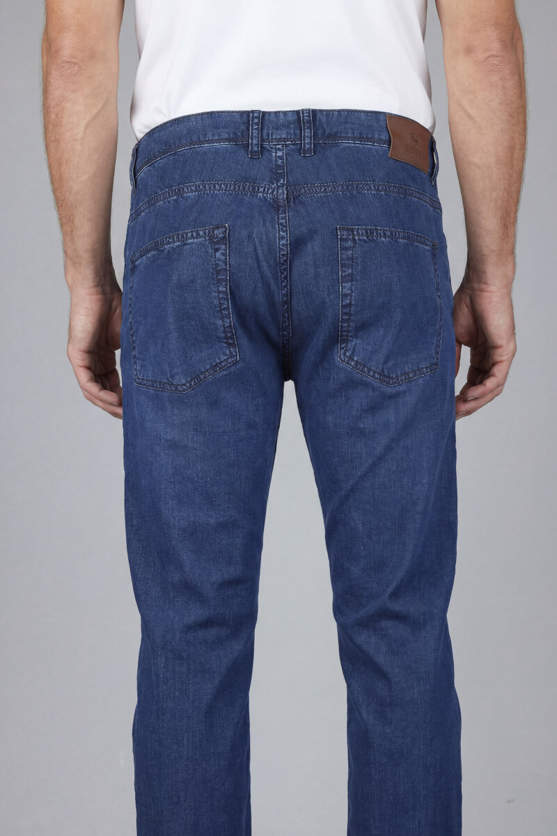 Lacivert Doğal Pamuk Denim 5 Cepli Erkek Pantolon - 2