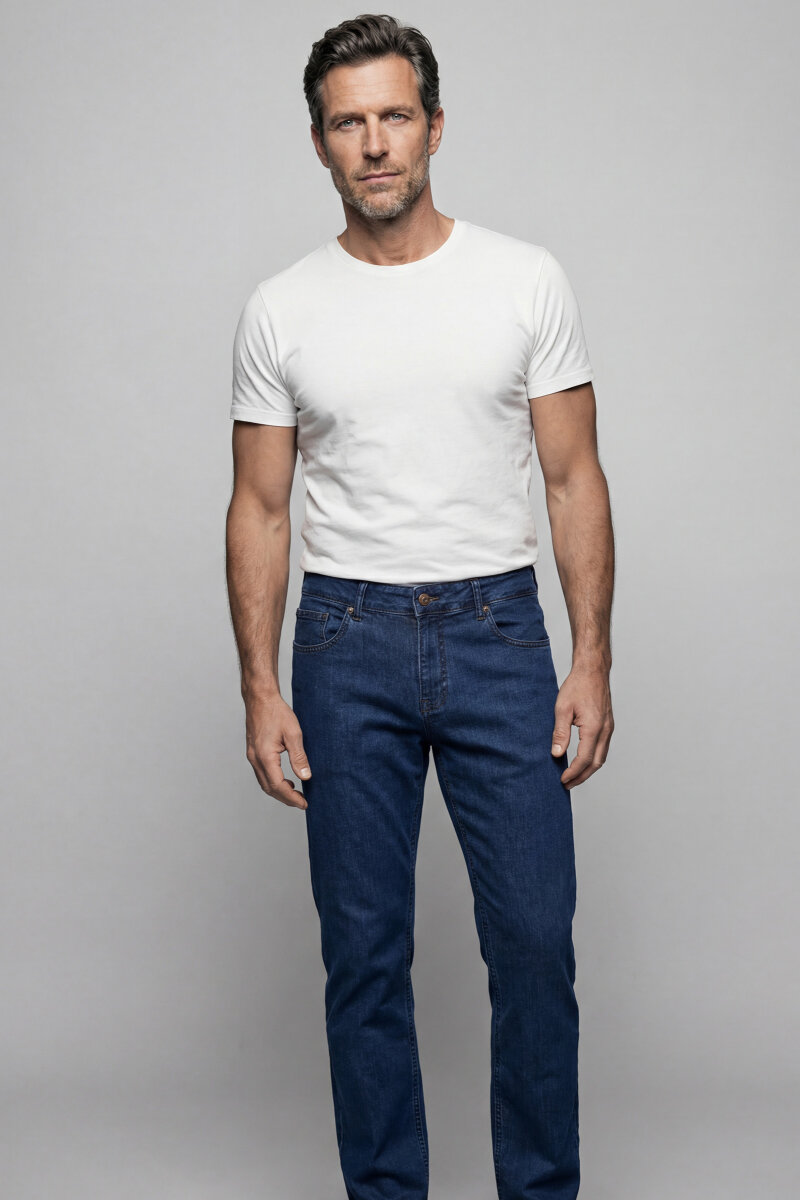 Lacivert Doğal Pamuk Denim 5 Cepli Erkek Pantolon - 3