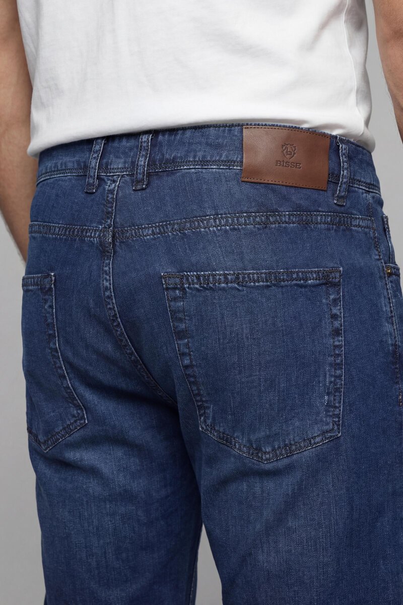 Lacivert Doğal Pamuk Denim 5 Cepli Erkek Pantolon - 4