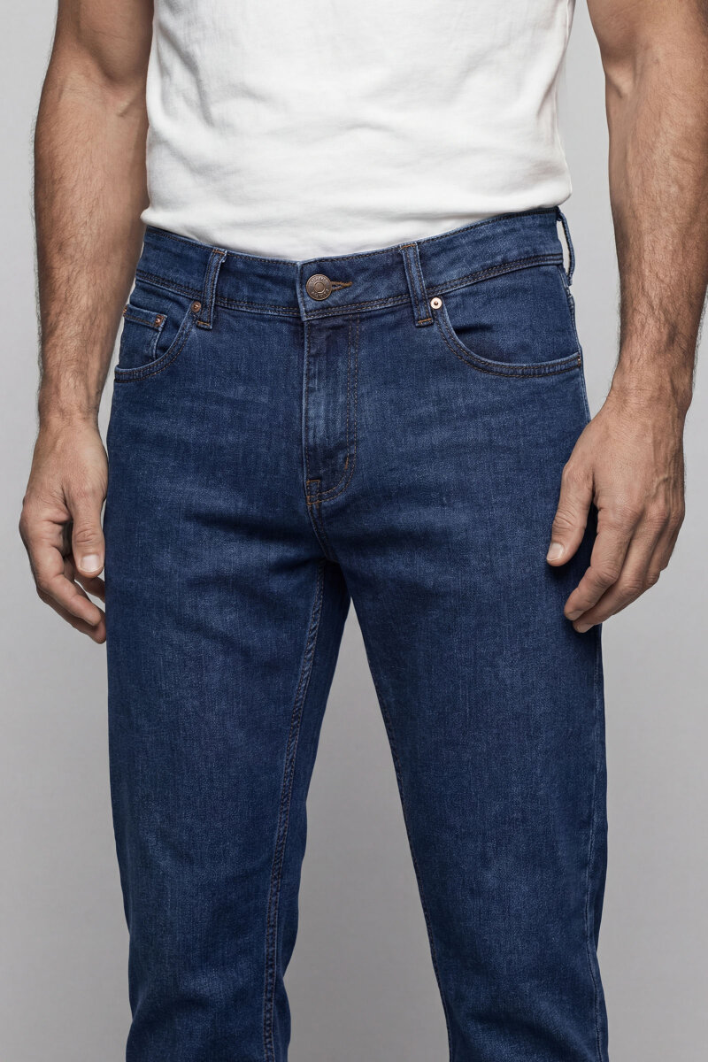 Lacivert Doğal Pamuk Denim 5 Cepli Erkek Pantolon - 1