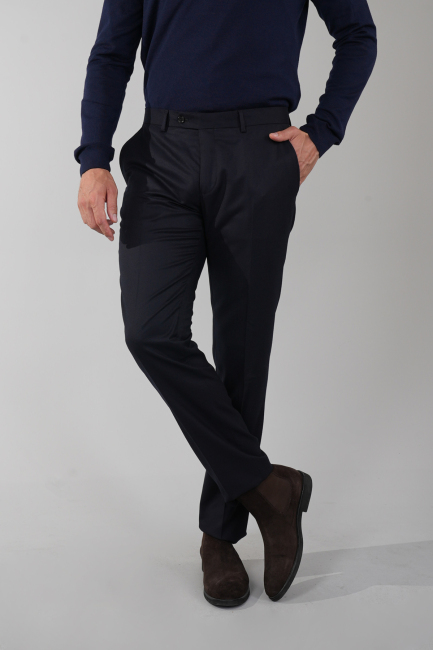 Lacivert Doğal Pamuk Pilesiz Spor Pantolon - 5