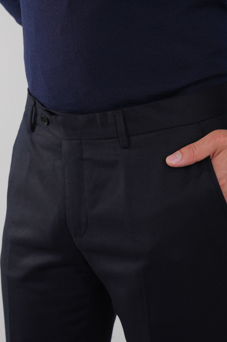 Lacivert Doğal Pamuk Pilesiz Spor Pantolon - 3