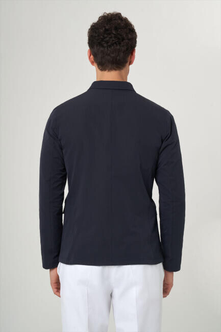 Lacivert Erkek Düğmeli Ceket Mont - 2