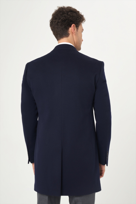Lacivert Erkek Platinum Yün Palto - 2