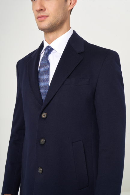 Lacivert Erkek Platinium Yün Palto - 3