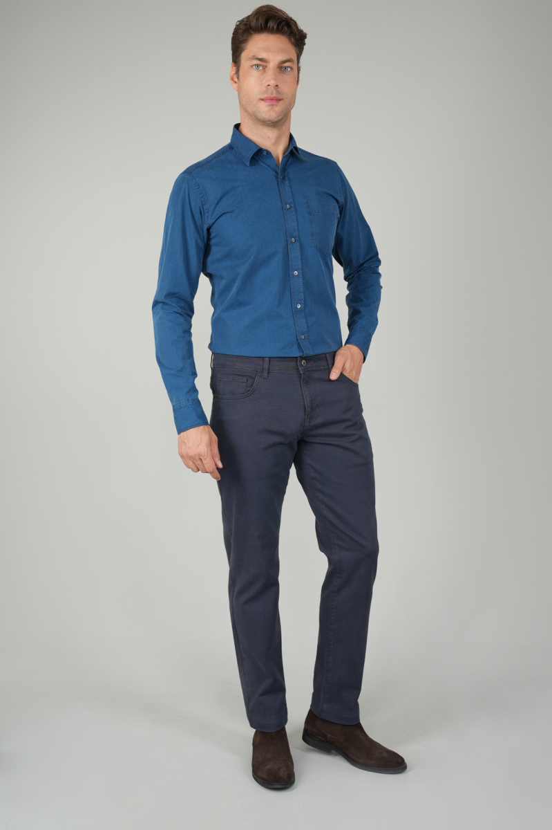 Lacivert Gabardin Pamuk 5 Cepli Spor Pantolon - 5