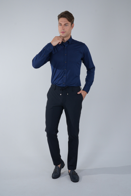 Lacivert Jogger Cepli Erkek Lastikli Spor Pantolon - 5