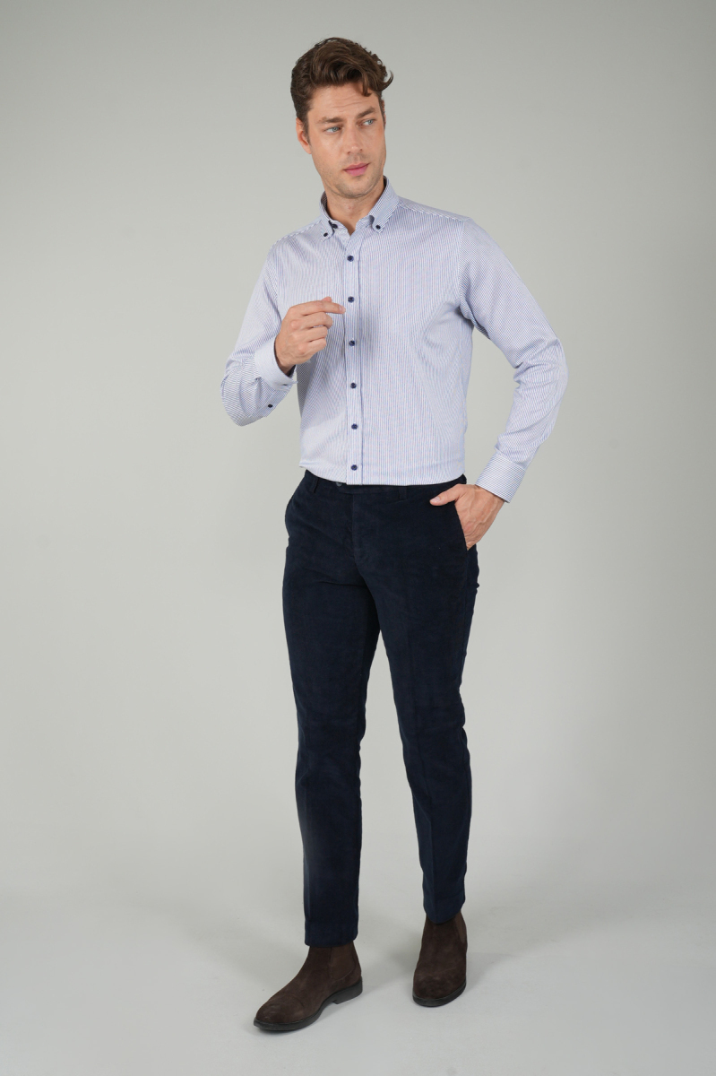 Lacivert Kadife 4 Cepli Spor Erkek Pantolon - 5