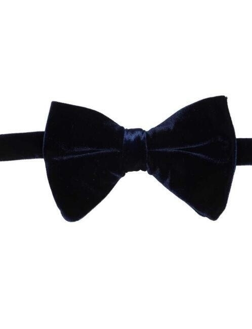 Lacivert Kadife Erkek Smokin Papyon - 1