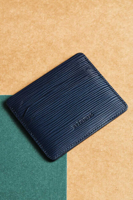 Lacivert Lazer Desenli Deri Erkek Kartvizit - 1