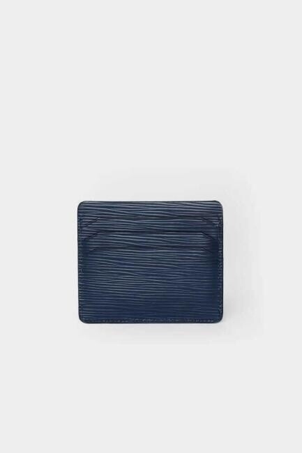 Lacivert Lazer Desenli Deri Erkek Kartvizit - 4