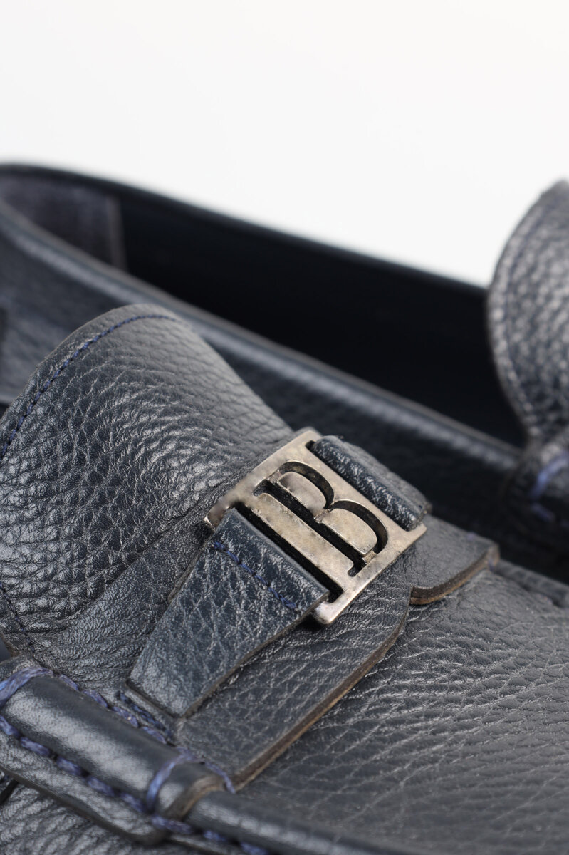 Lacivert Metal Tokalı Kösele Erkek Ayakkabı - 3