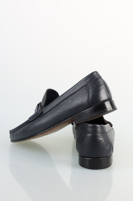 Lacivert Metal Tokalı Kösele Erkek Ayakkabı - 4