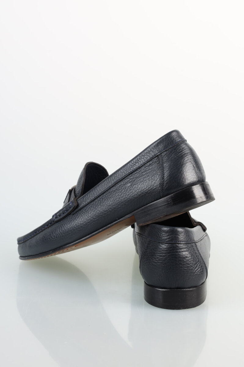 Lacivert Metal Tokalı Kösele Erkek Ayakkabı - 4