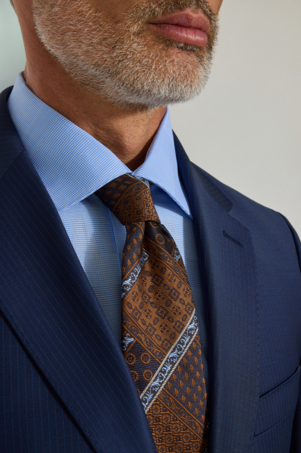 Lacivert Mono Yaka Çift Yırtmaçlı 6 Drop Yün Slim Fit Takım Elbise - 6