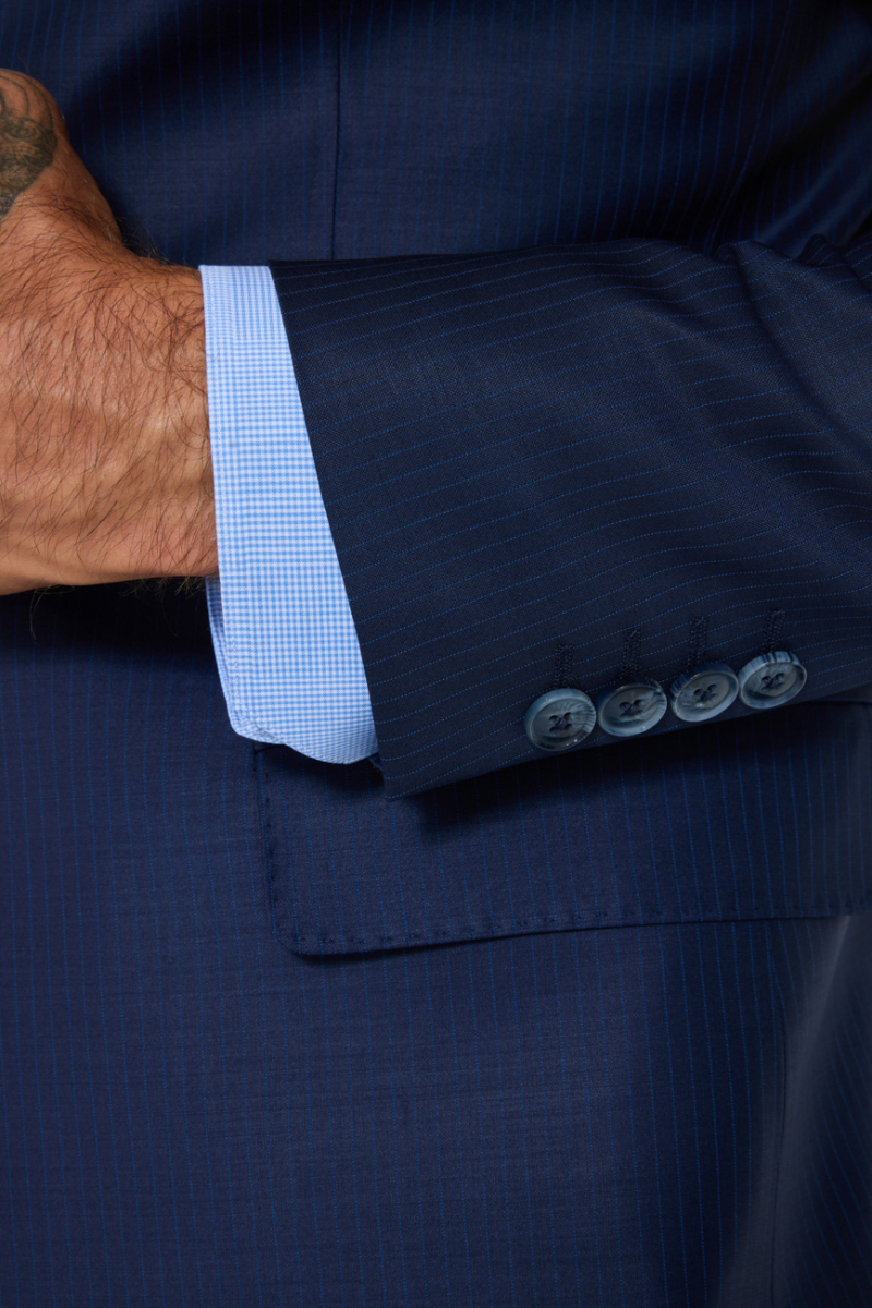 Lacivert Mono Yaka Çift Yırtmaçlı 6 Drop Yün Slim Fit Takım Elbise - 7