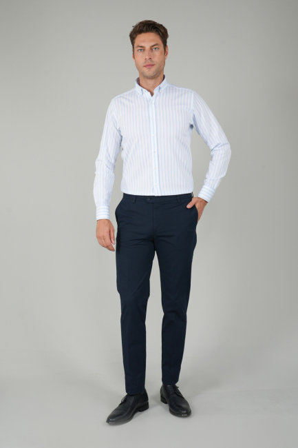 Lacivert Pamuk 4 Cepli Pilesiz Erkek Pantolon - 5