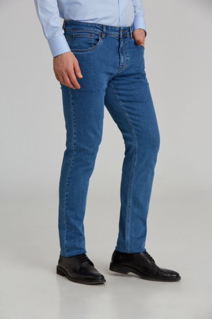 Lacivert Pamuk 5 Cepli Denim Erkek Pantolon