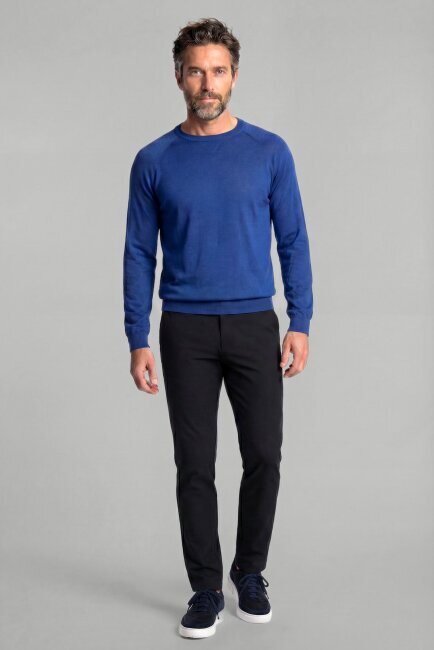 Lacivert Uzun Kol Bisiklet Yaka Pamuk Yazlık Triko - 3