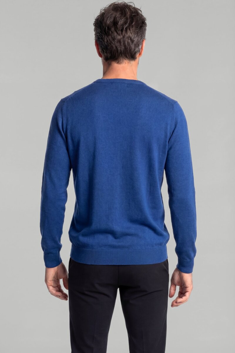 Lacivert Uzun Kol Bisiklet Yaka Pamuk Yazlık Triko - 2