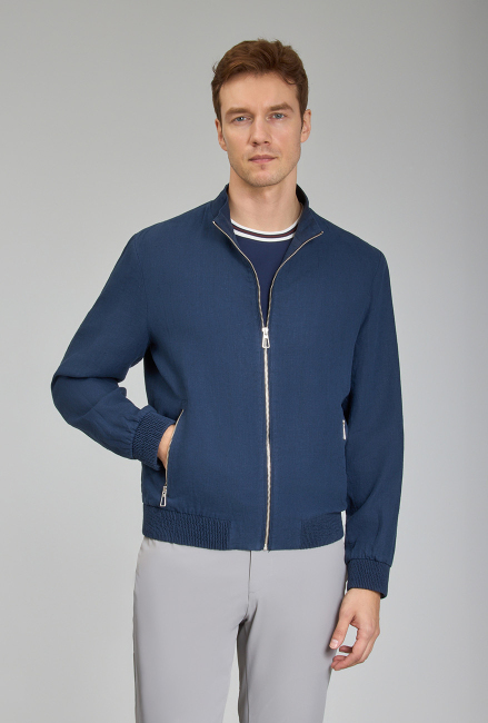 Lacivert Yazlık Keten Erkek Mont  (1)