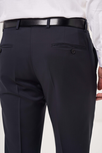 Lacivert Yün Dokuma Klasik Erkek Pantolon - 4