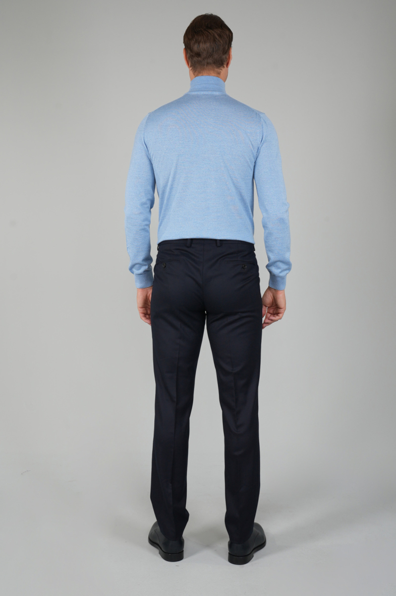 Lacivert Yün Flanel Regular Fit Klasik Erkek Pantolon (1)